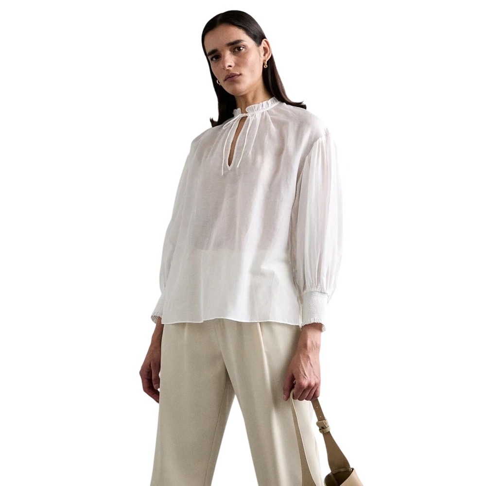 NWOT Alice + Olivia Julius Voluminous‎ Blouse White Boho Blouson Sleeve Large